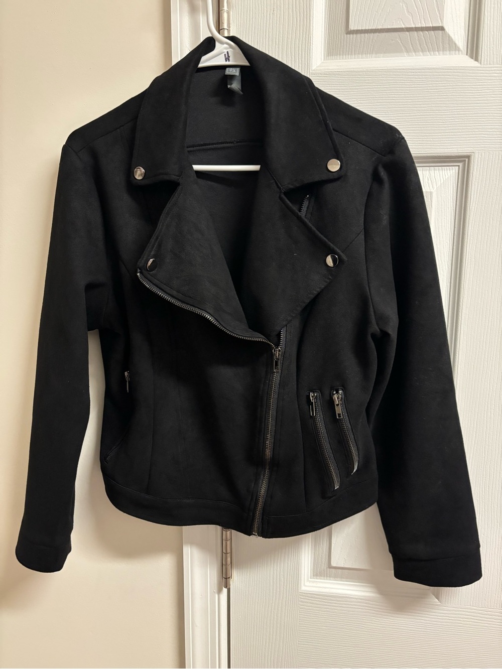 Black Moto Jacket - Women's Asymmetrical Zip
